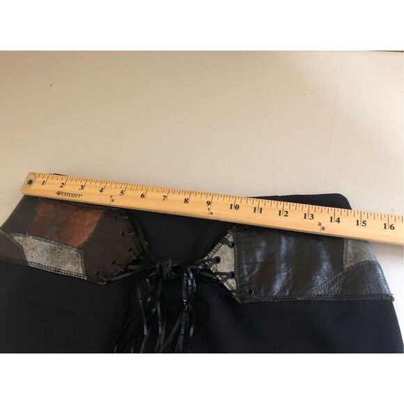 Alberto Makali Black Skirt Size 10 – Metallic Leather Patchwork Waist - Picture 8 of 12